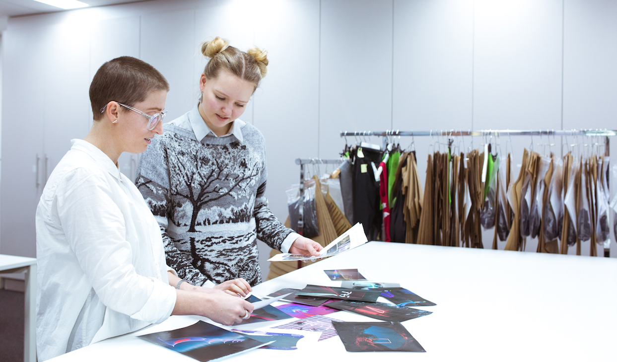  Our designers discuss key elements and themes from the Velocity moodboards that they want to translate into the final print 