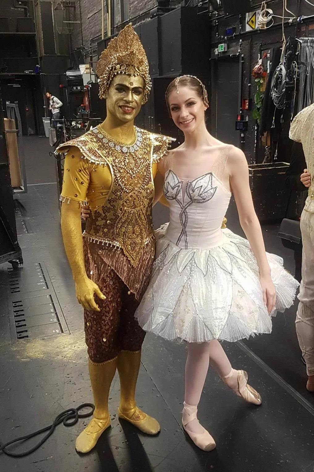 Laurretta with husband Yonah, backstage in La Bayadère