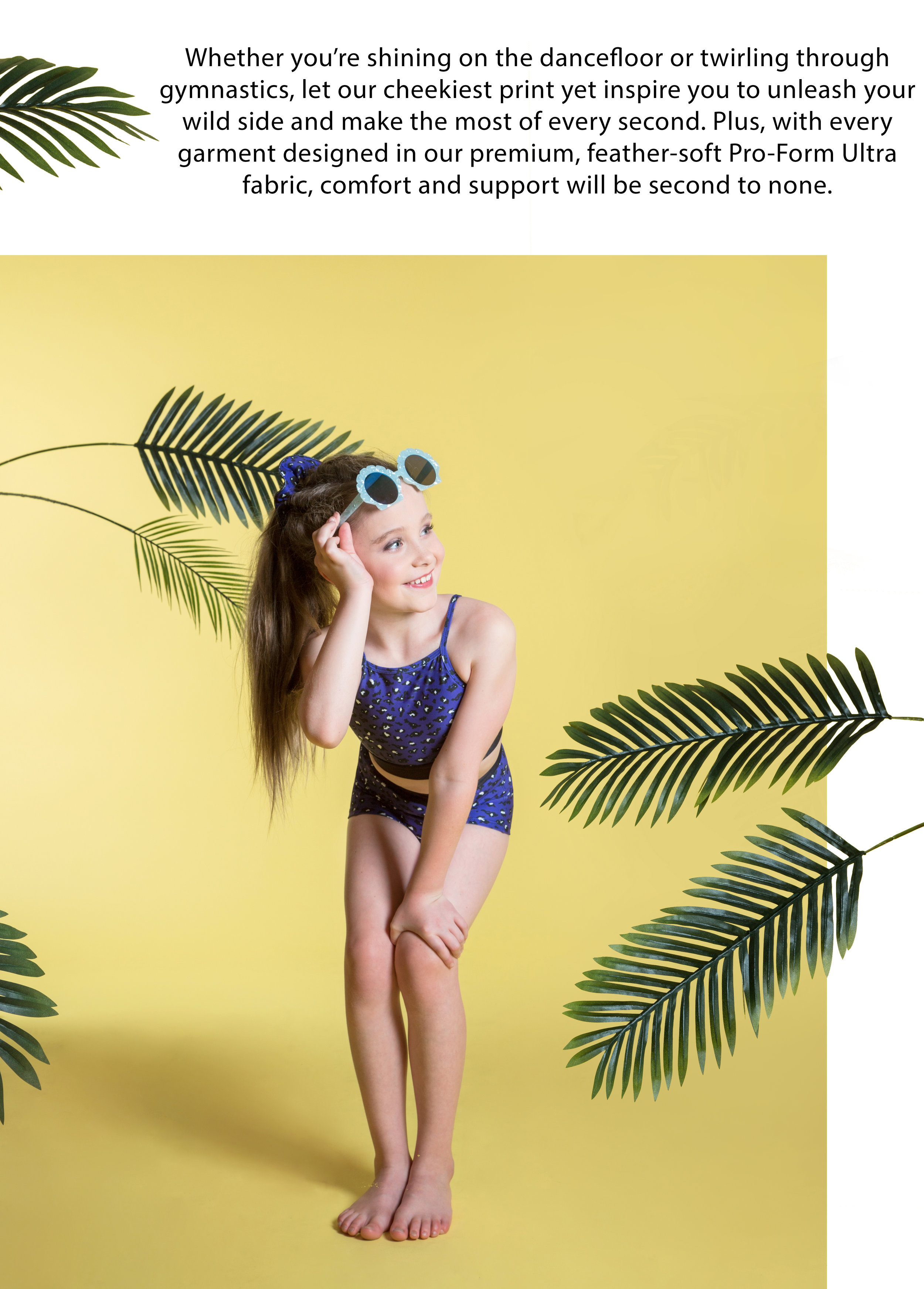 Eloise wears the Coco Crop Top and Emily Short for the Spot Me Collection