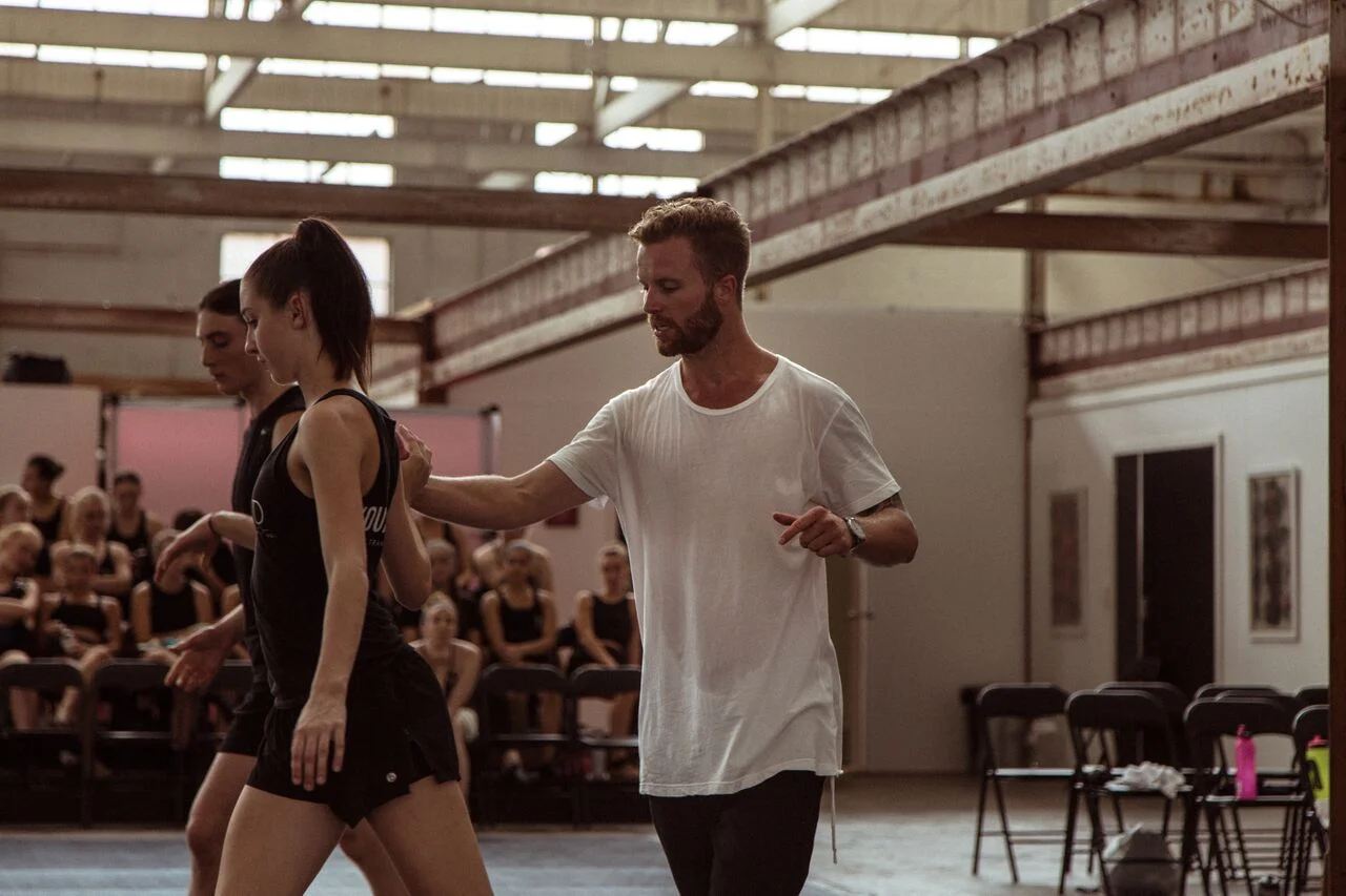 Jarryd Byrne teaches students at Transit Dance