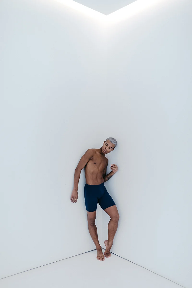 Louis wears the Bike Short in Navy