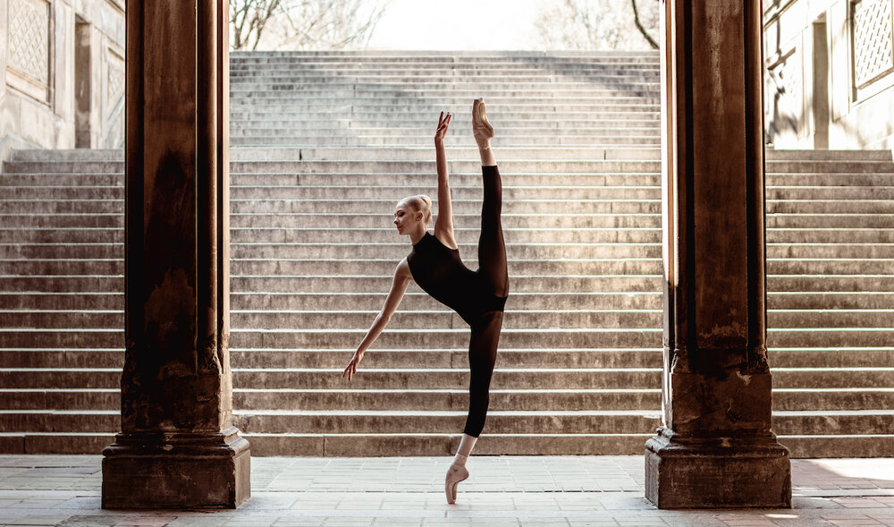 Layla wears the Kity Leotard and Footless Classic Dance Tight