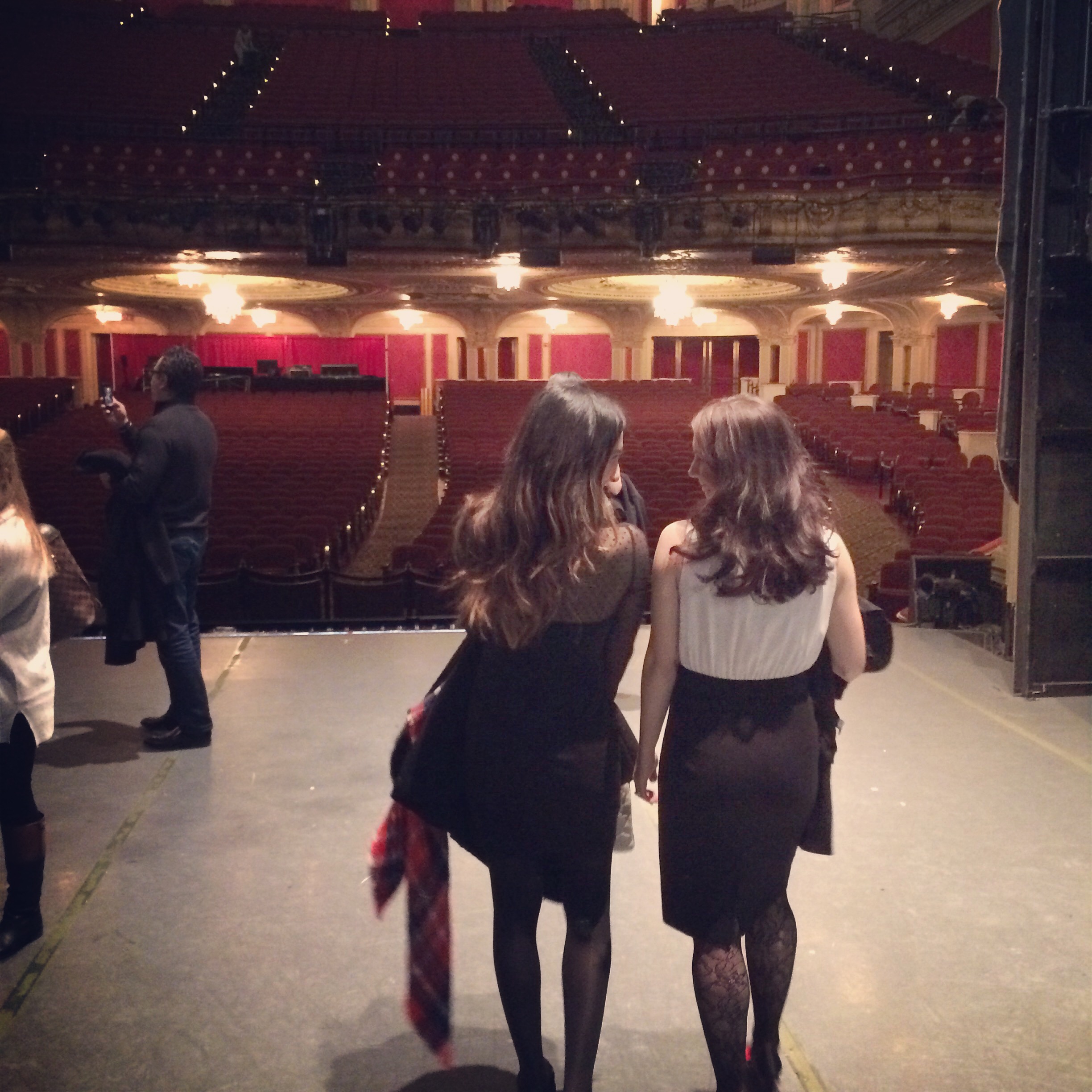 Jenn and I having a moment while getting the view of what the dancers see while performing.