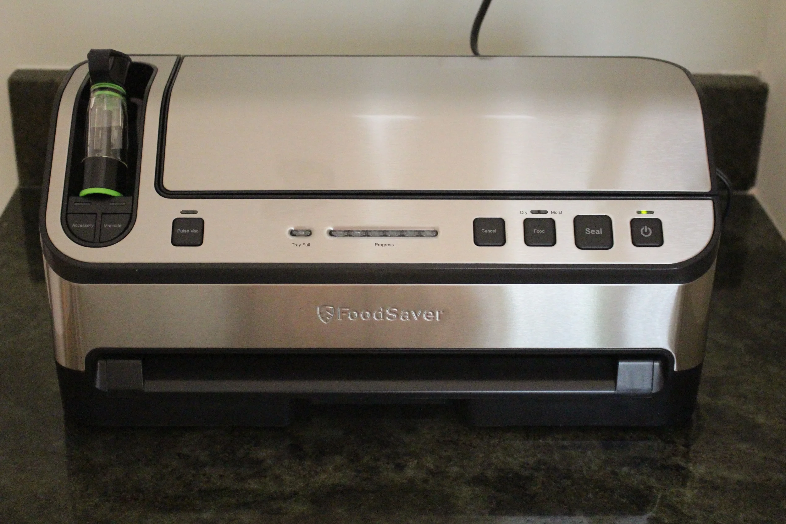 The FoodSaver ® Vacuum looks very nice with its stainless steel design. I think it is beautiful enough to have on your counter. 