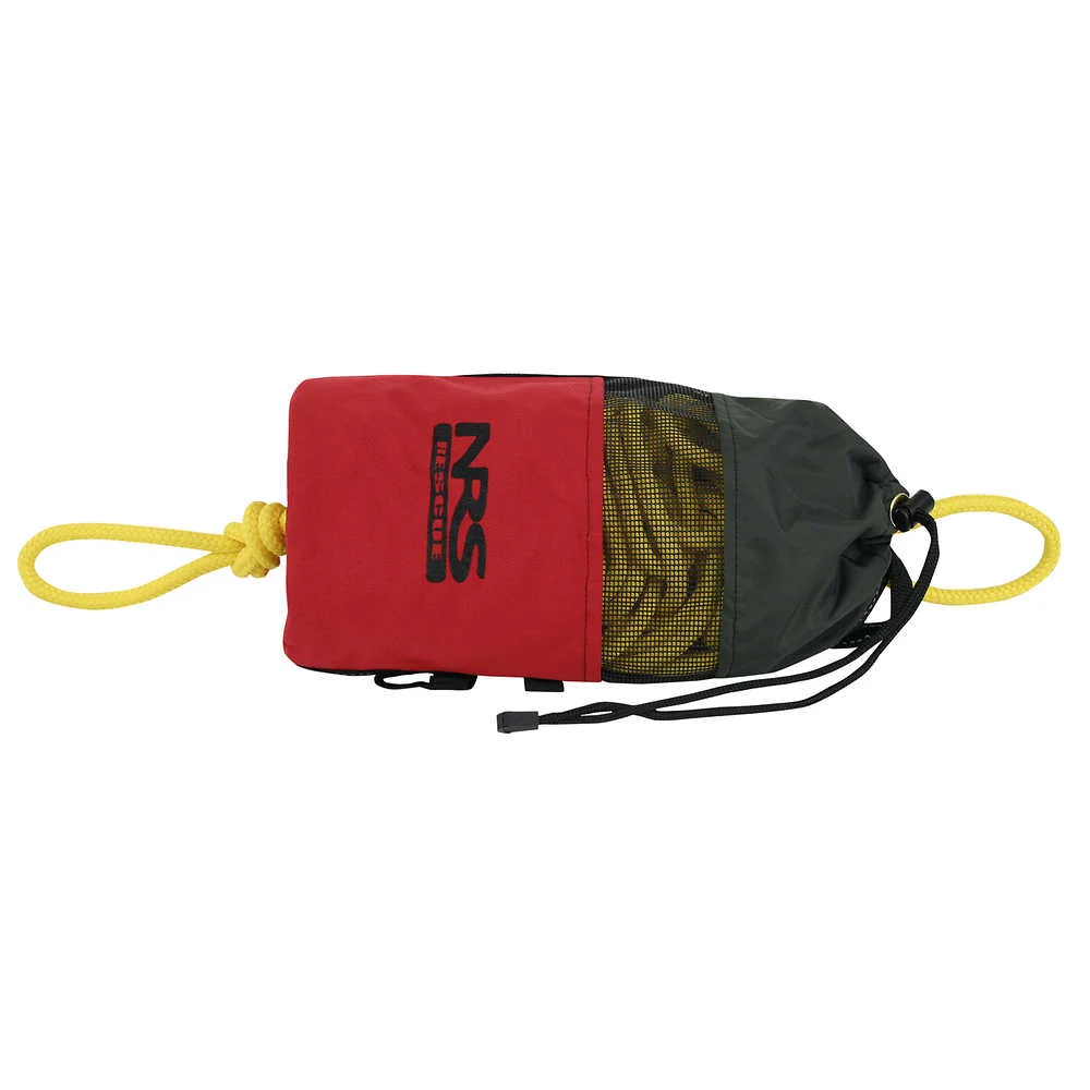 A standard NRS Rescue Throw Bag with 75 feet of rope and a tensile strength of 1900 pounds.