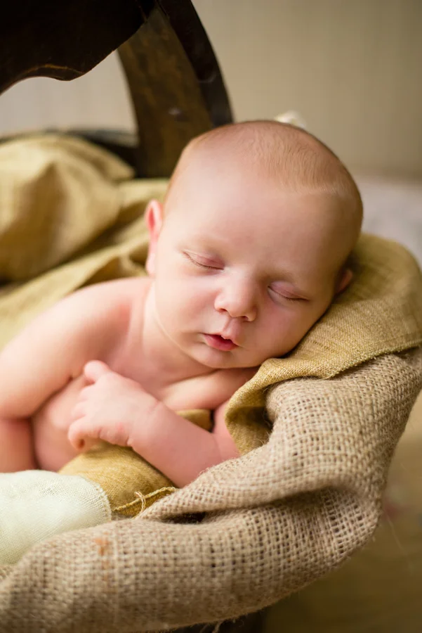 Newborn baby boy superhero vintage bucket wood chair basket Photo La Vie-1.JPG