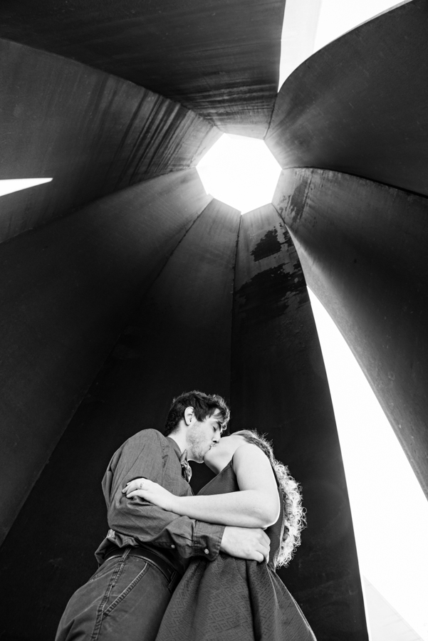 Photo La Vie Sarah Whittaker wedding photographer engagement photography DFW dallas fort worth downtown sundance square the bird fort worth modern art museum richard serra architecture brick wall vintage retro-1.JPG