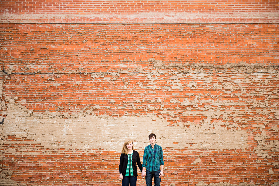 Photo La Vie Sarah Whittaker wedding photographer engagement photography DFW dallas fort worth downtown sundance square the bird fort worth modern art museum richard serra architecture brick wall vintage retro-3.JPG