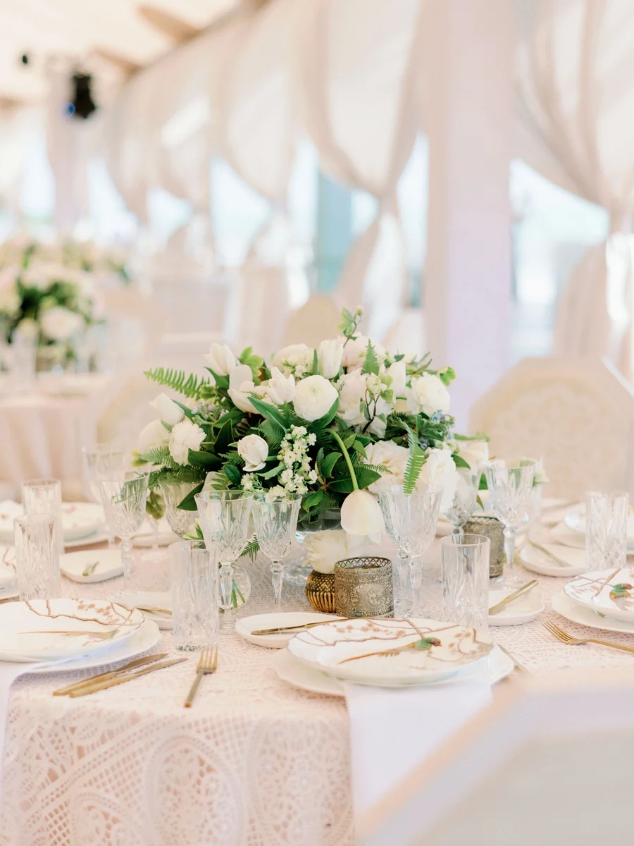 white rose centerpieces
