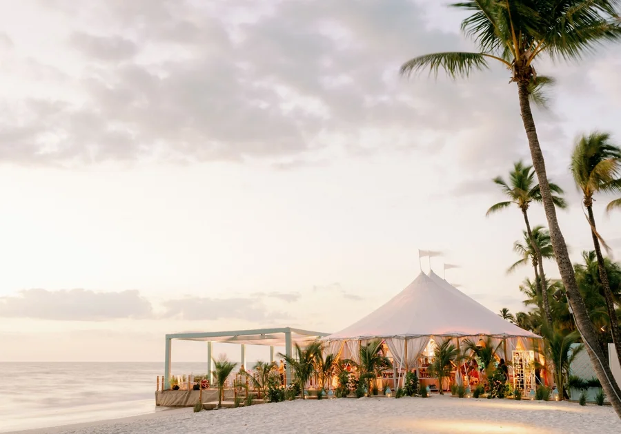 tented wedding on beach