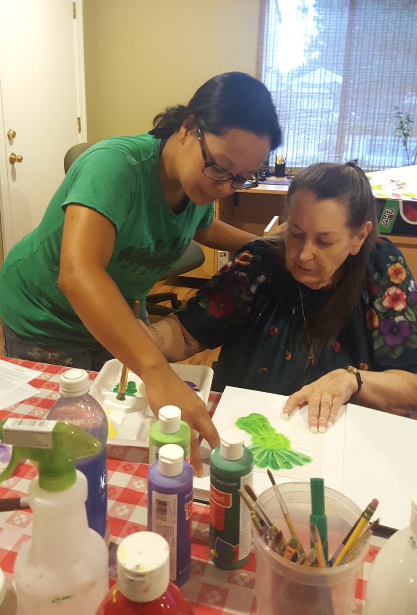 with gradiating color, claudia and i work together to introduce the very first elements into her new sketchbook.