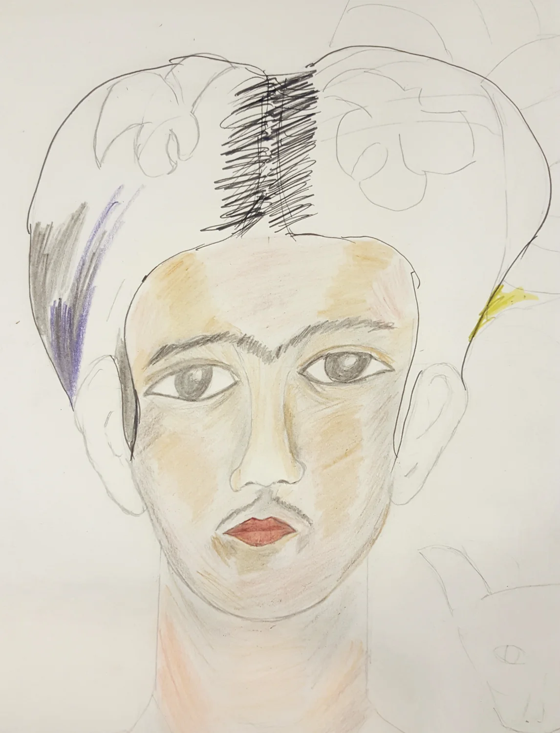 ron's portrait of frida khalo (in progress)