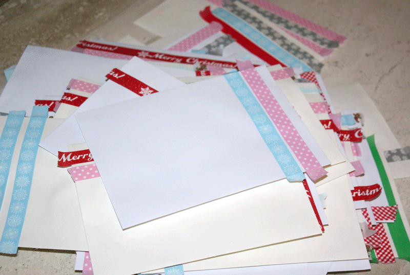 Here's a pile of envelopes before they've been trimmed. 
