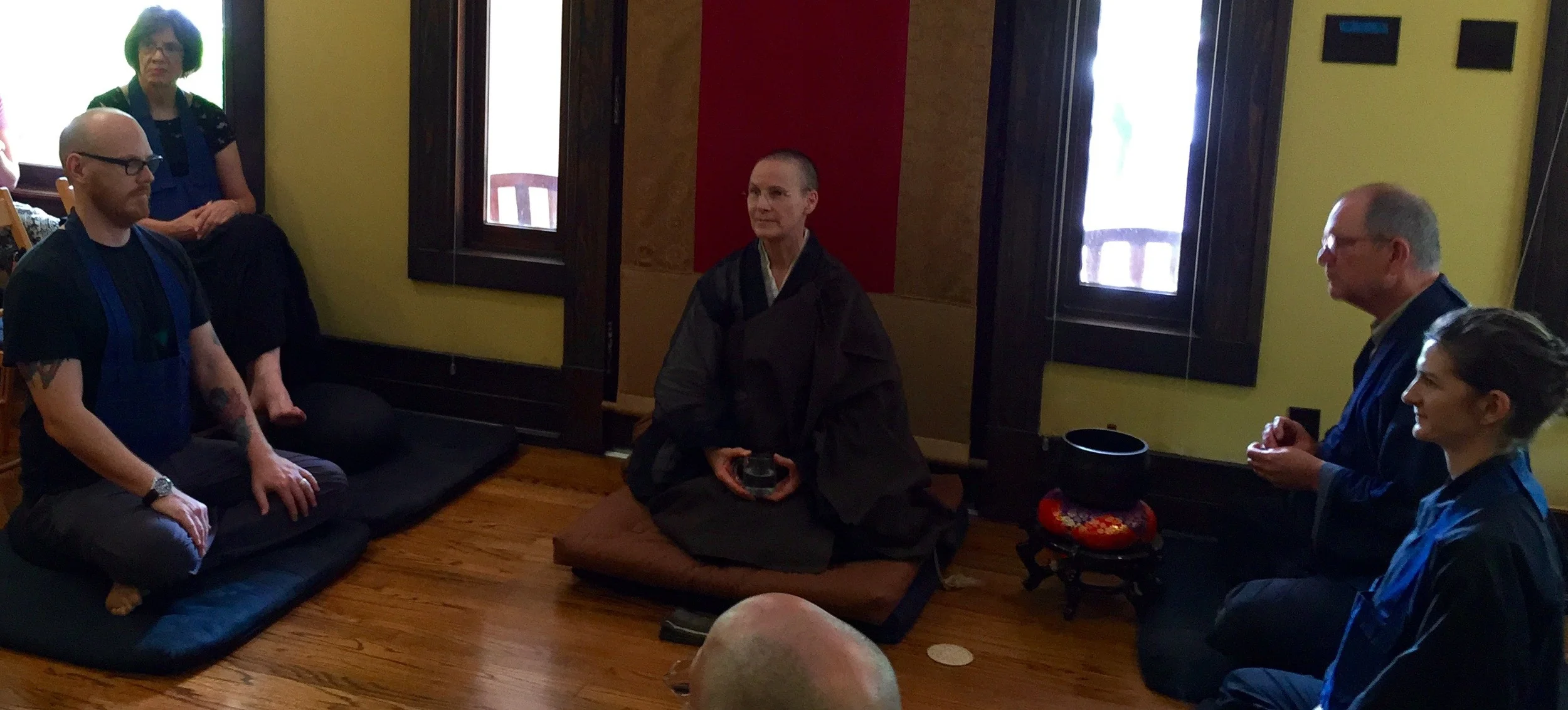 Abbot Gaelyn Godwin answering questions after the Dharma Talk