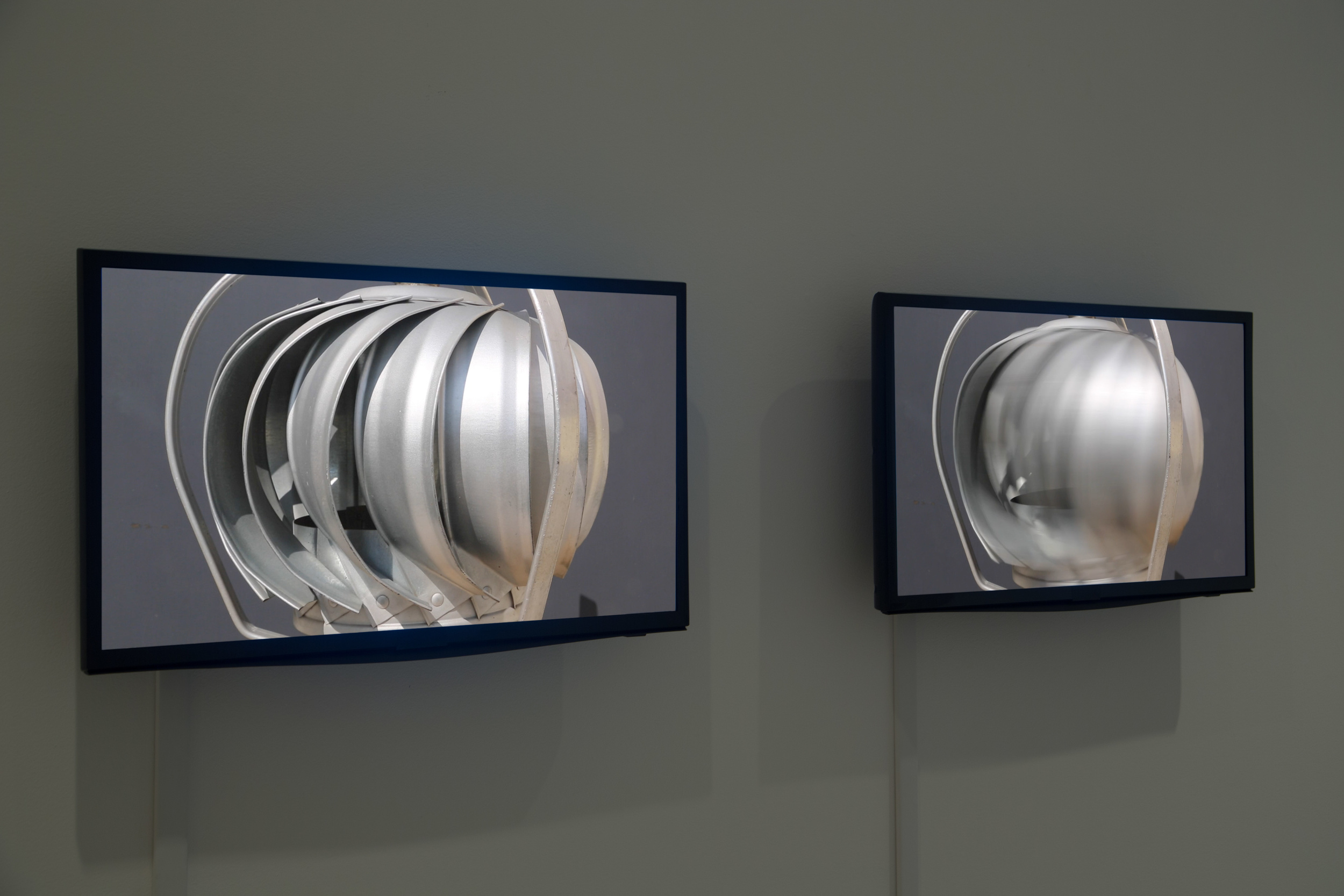 Pneumatic , 2017 Video, flat screen monitors, industrial fans