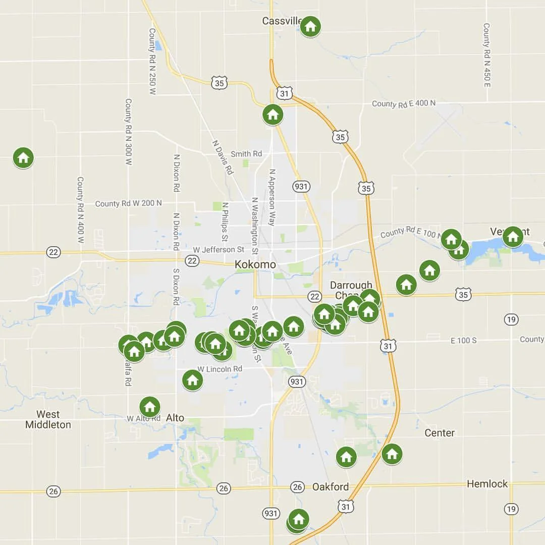 MAP OF PLANTING LOCATIONS FOR KOKOMO RETREET