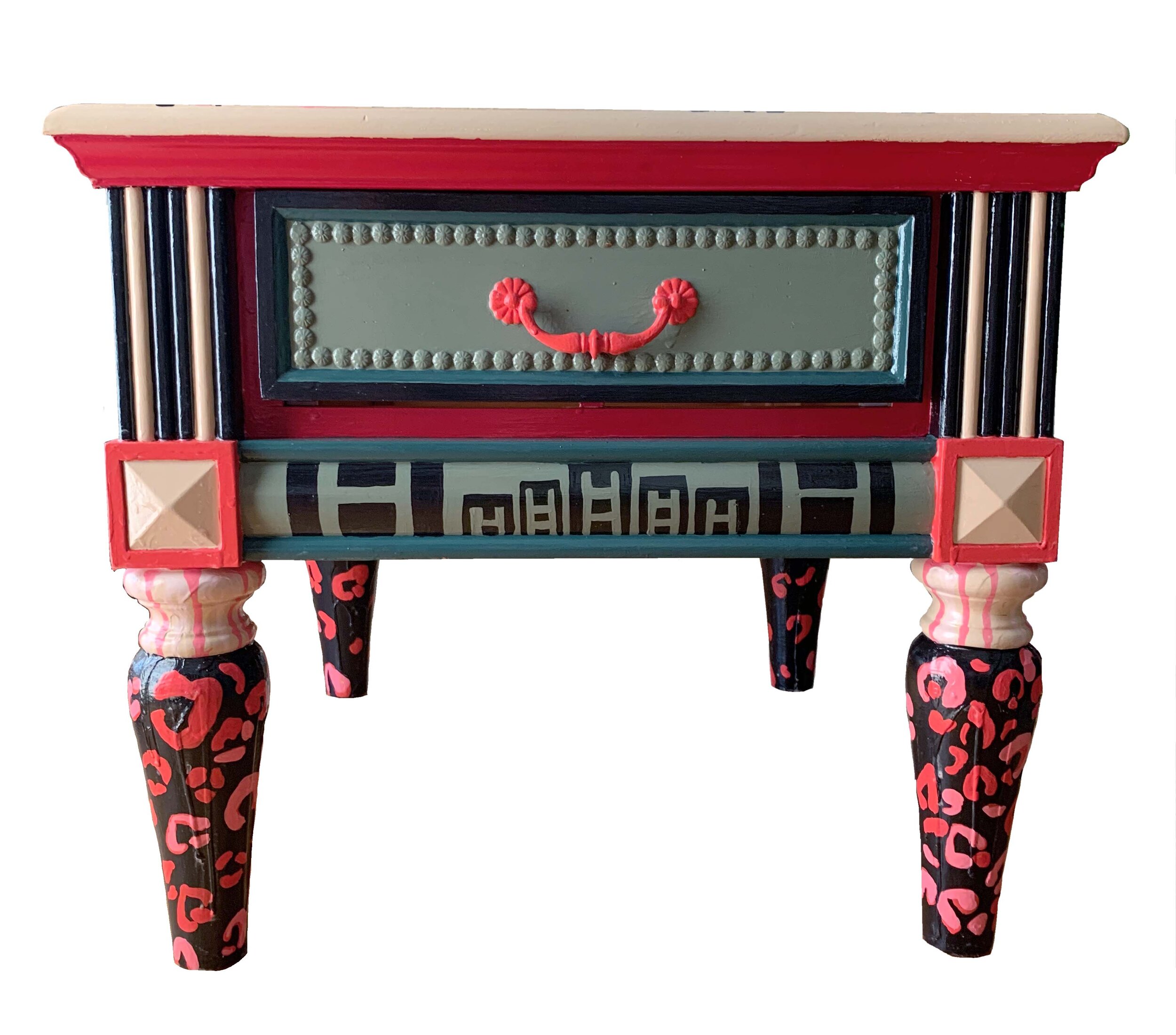 Ornate & Colorful Hand painted side table