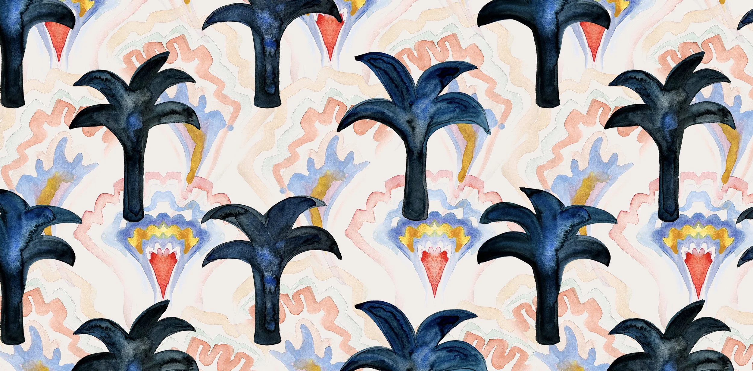 Marbled Palms Wallpaper Design