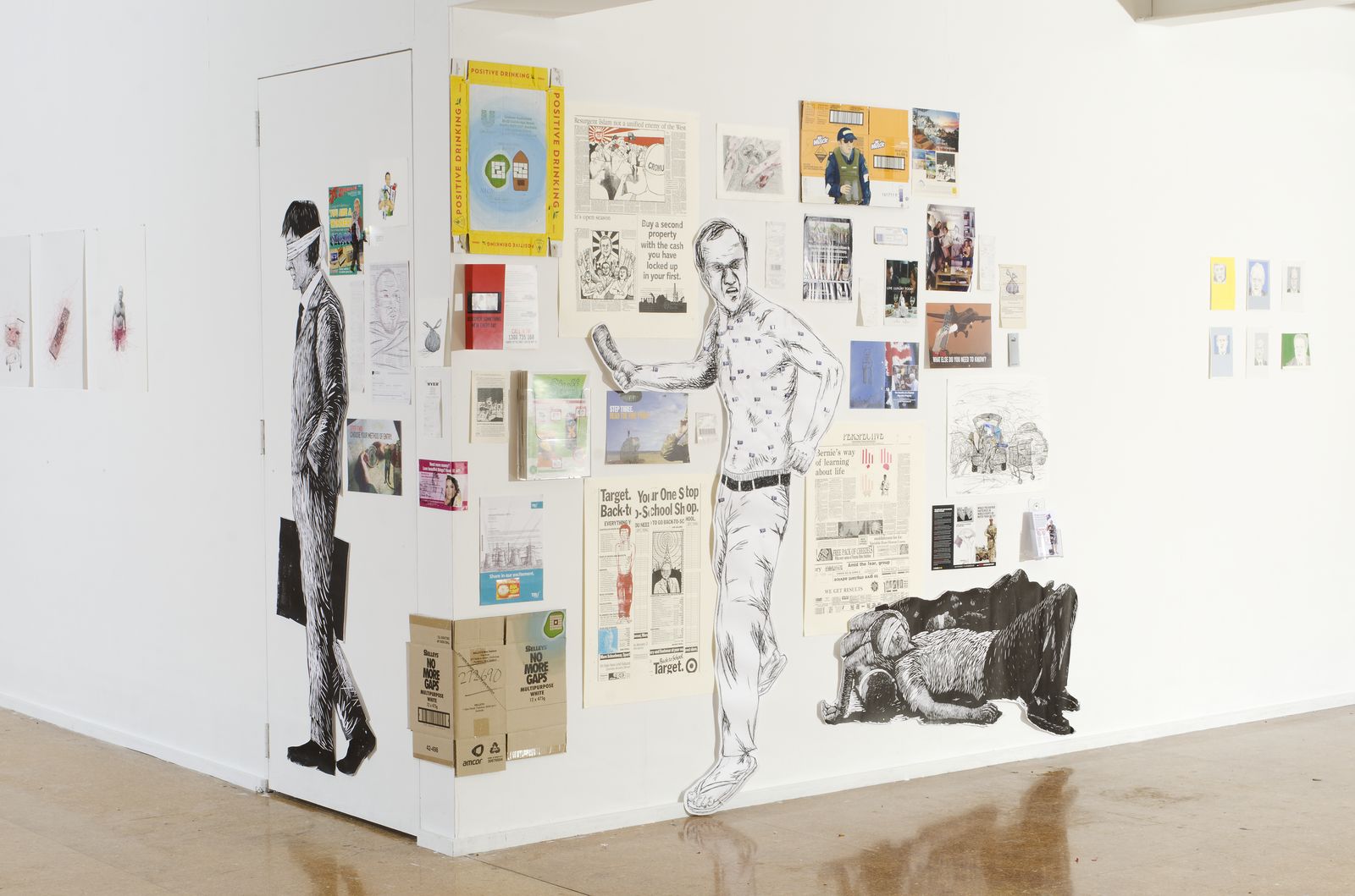 Installation shot - The Triangle - 30 years of Political Art in the Nation's Capital exhibition at Canberra Contemporary Art Space.