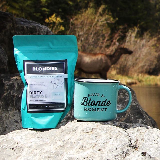 Bring on the caffeine ☕️ Take Blondies wherever you go! .
.
.
.
Our mugs are back in stock in Canmore! Pick one up with some of our freshly roasted beans and bring Blondies with you on those summer adventures. 💁🏼&zwj;♀️ #haveablondemoment