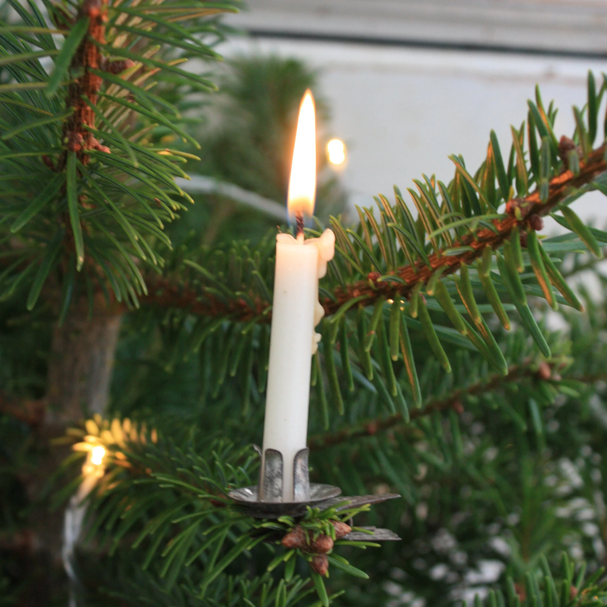 Eight Original Old French Vintage Christmas Tree Candle Holders