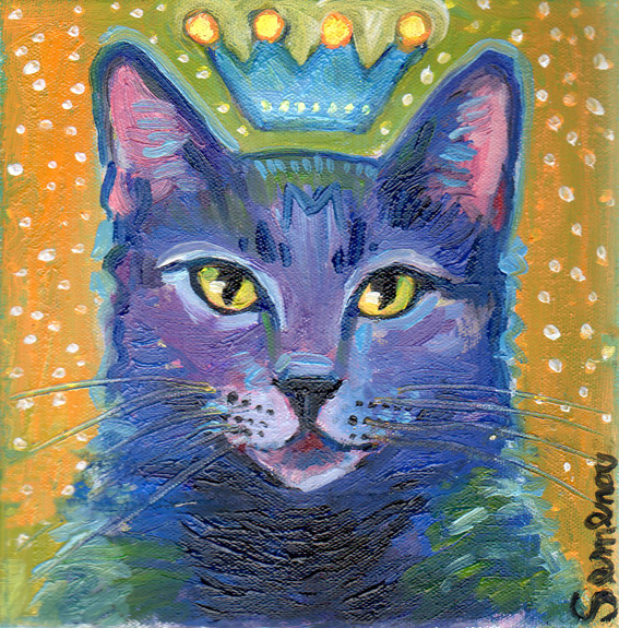 Purple Cat with a Crown