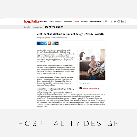 Wendy Haworth Design - Hospitality Design - Restaurant Designers Feature