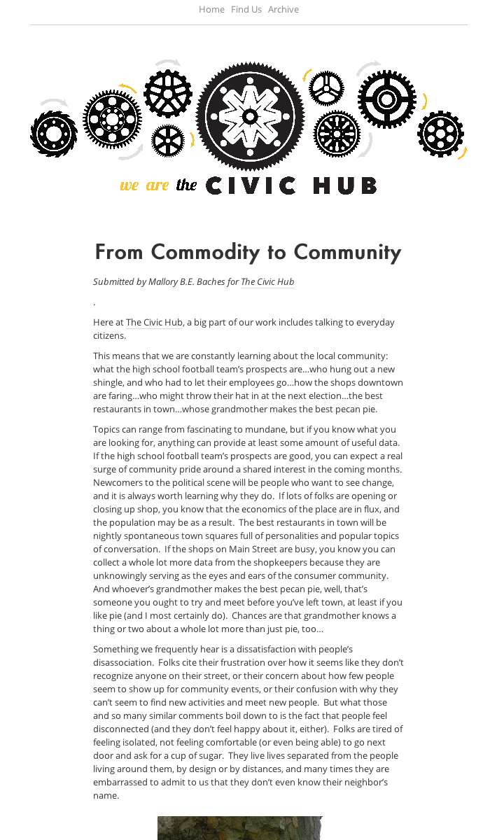 From Commodity To Community