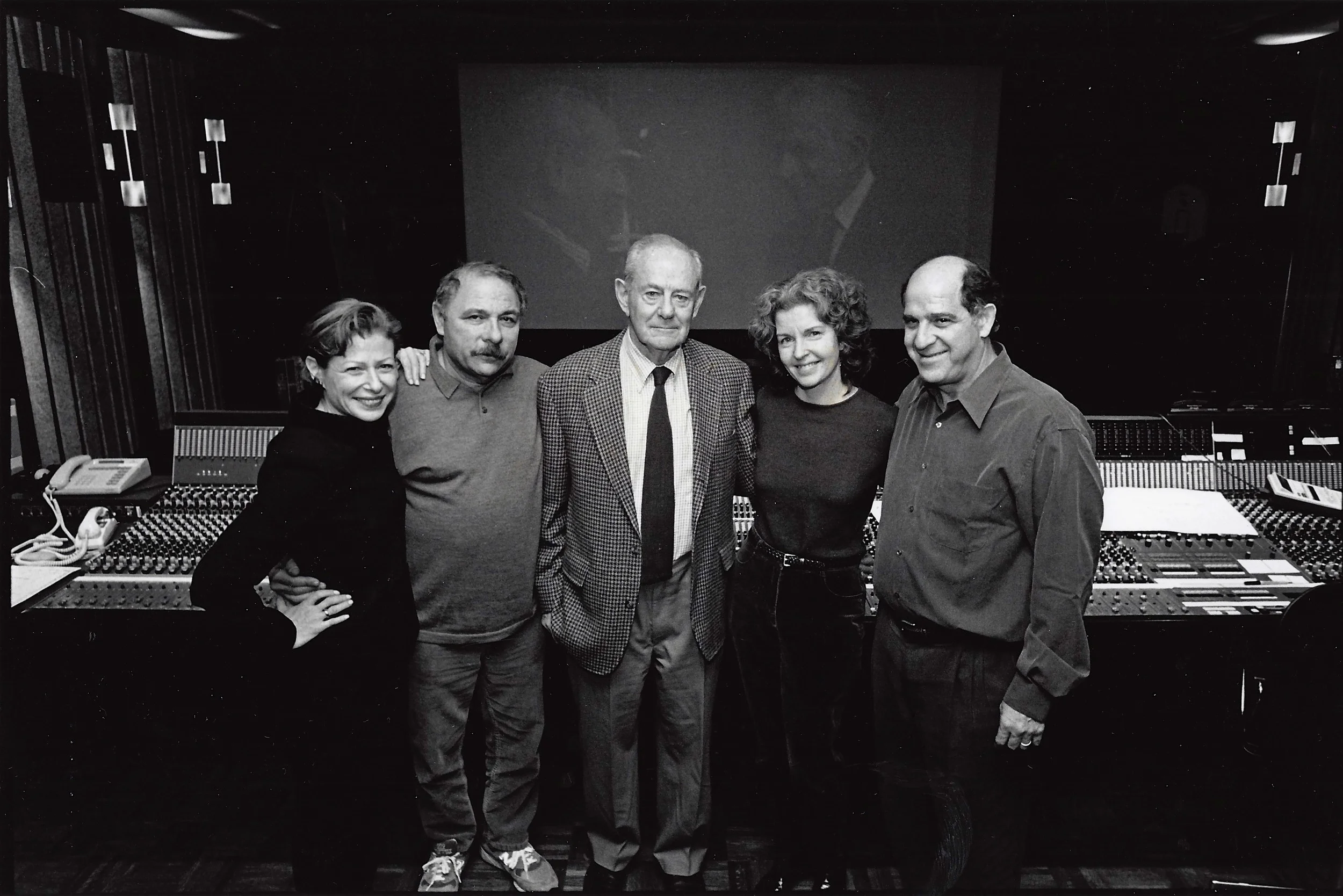 Nina and Walter Rosenblum with sound designer Maurice Schell, dialogue editor Laura Civiello and sound mixer Lee Dichter