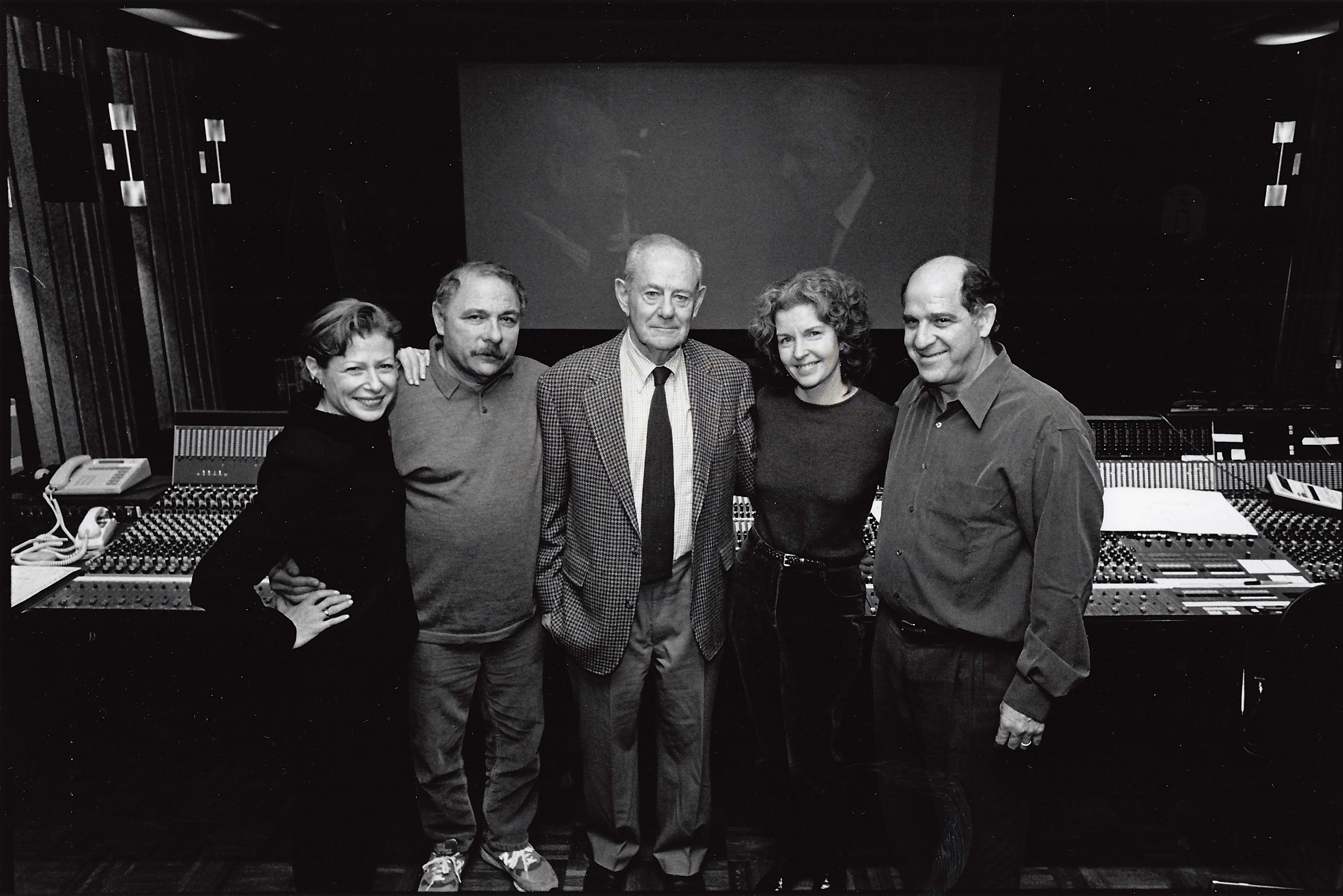  Nina and Walter Rosenblum with sound designer Maurice Schell, dialogue editor Laura Civiello and sound mixer Lee Dichter 