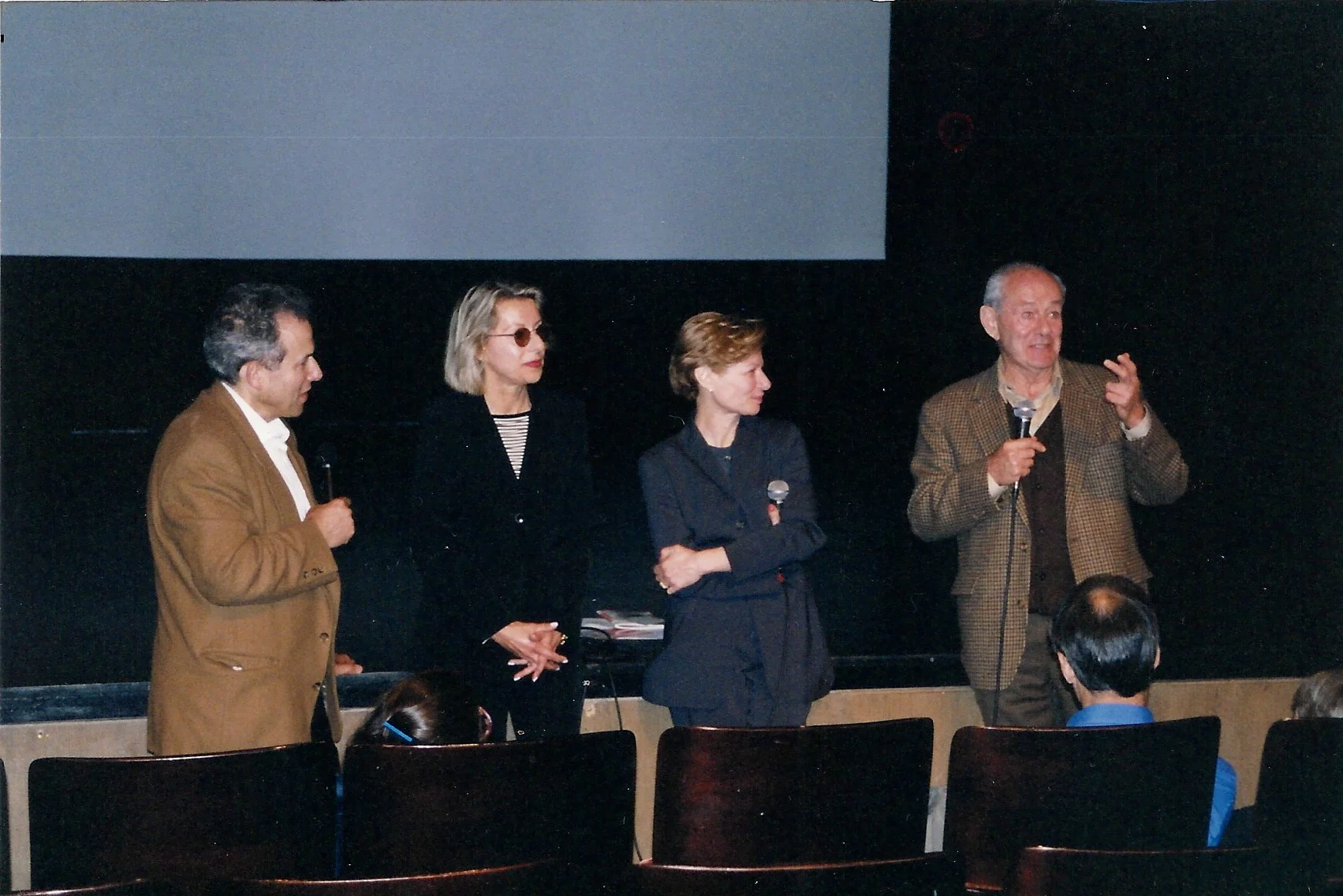 Producers Sonya Starr and Nina Rosenblum with Walter Rosenblum and Jerome Rudes, Director of the French-American Film Workshop at the film festival in New York