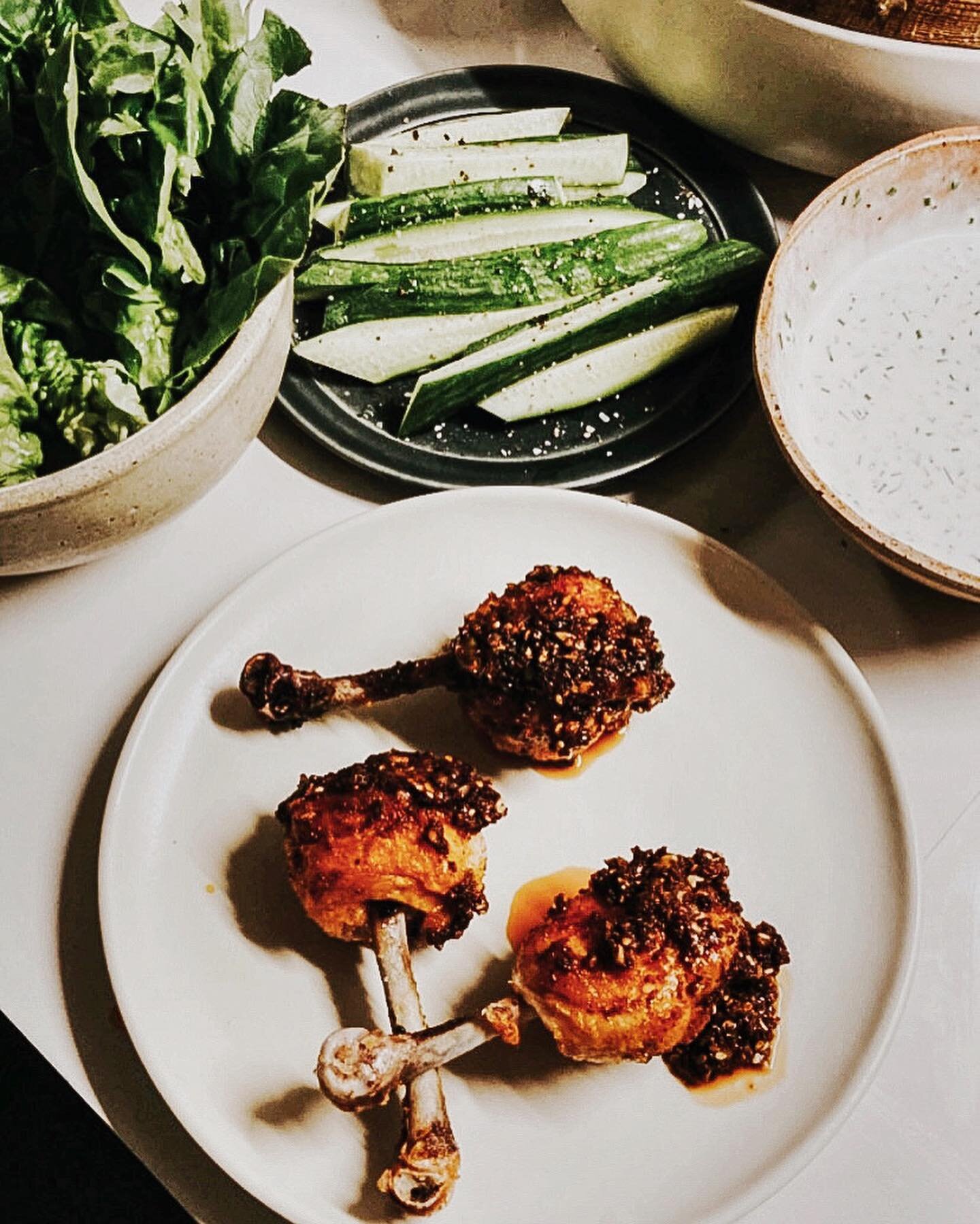 SALSA MACHA CHICKEN WINGS + GARLIC CHIVE RANCH | it&rsquo;s no secret I have a deep love for salsa macha&hellip;. I also have a deep love for these frenched style chicken drumsticks, and for homemade ranch dressing&hellip;. so this is basically a lov
