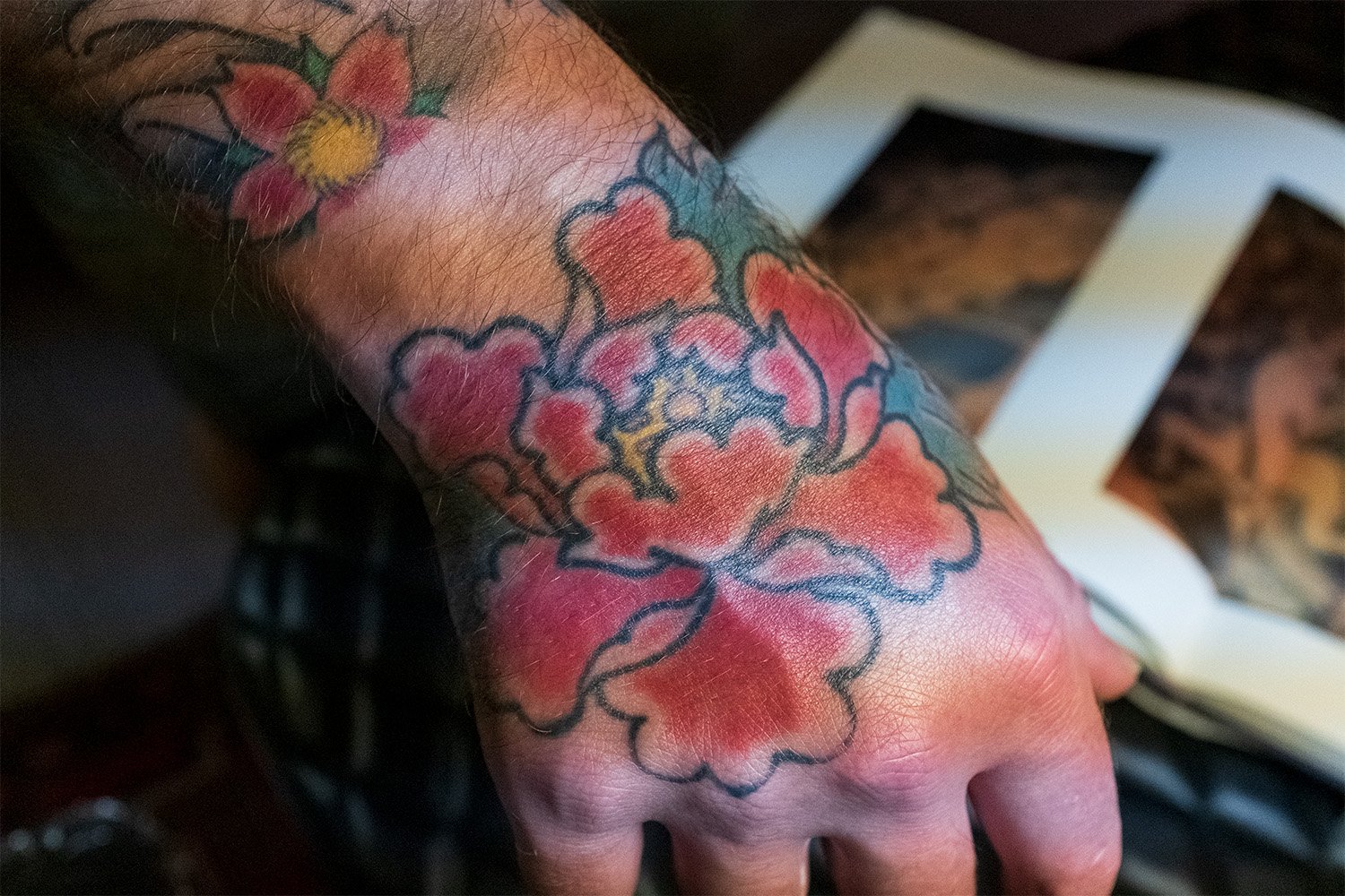 Tattooed Peony Flower on Hand.jpg