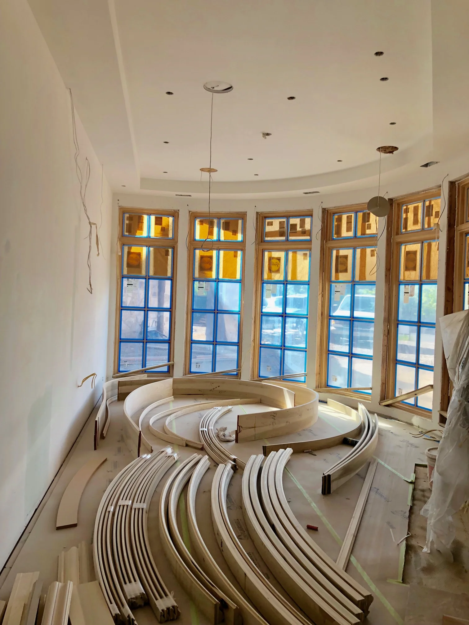 While this will be an office when the home is complete, it is now serving as the baseboard room.