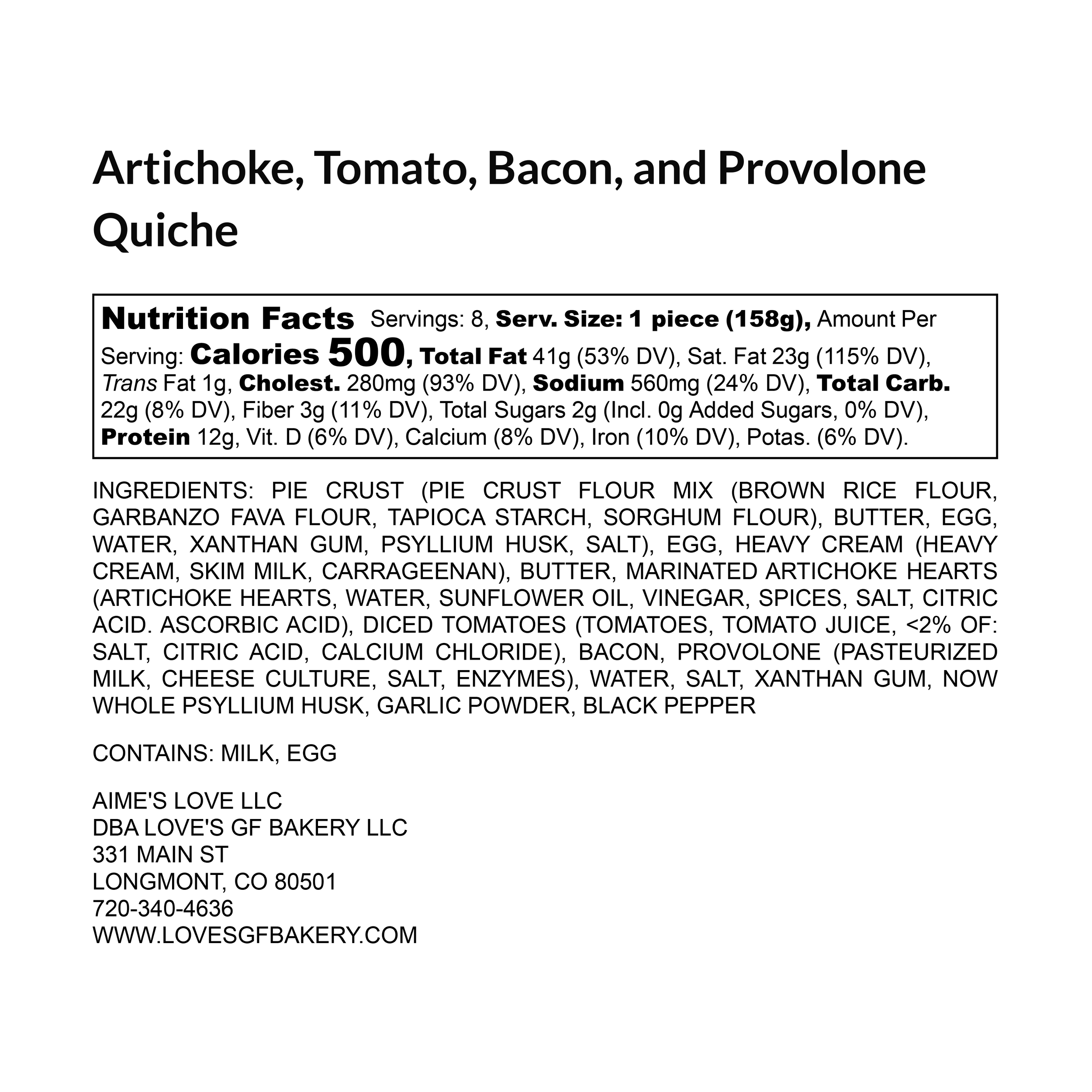 Artichoke- Tomato- Bacon- and Provolone Quiche - Nutrition Label Linear.png
