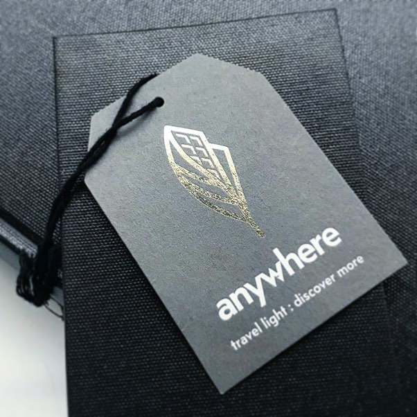 ⚡️That feeling you get when you see your #icon design looking 💣. @anywhereapparel heightens everything they touch! 
#repost 📷 @campbellloganbindery
&bull;
&bull;
&bull;
&bull;
#ivyandink #design #logo #foil #hangtag #print #press #graphicdesign #br