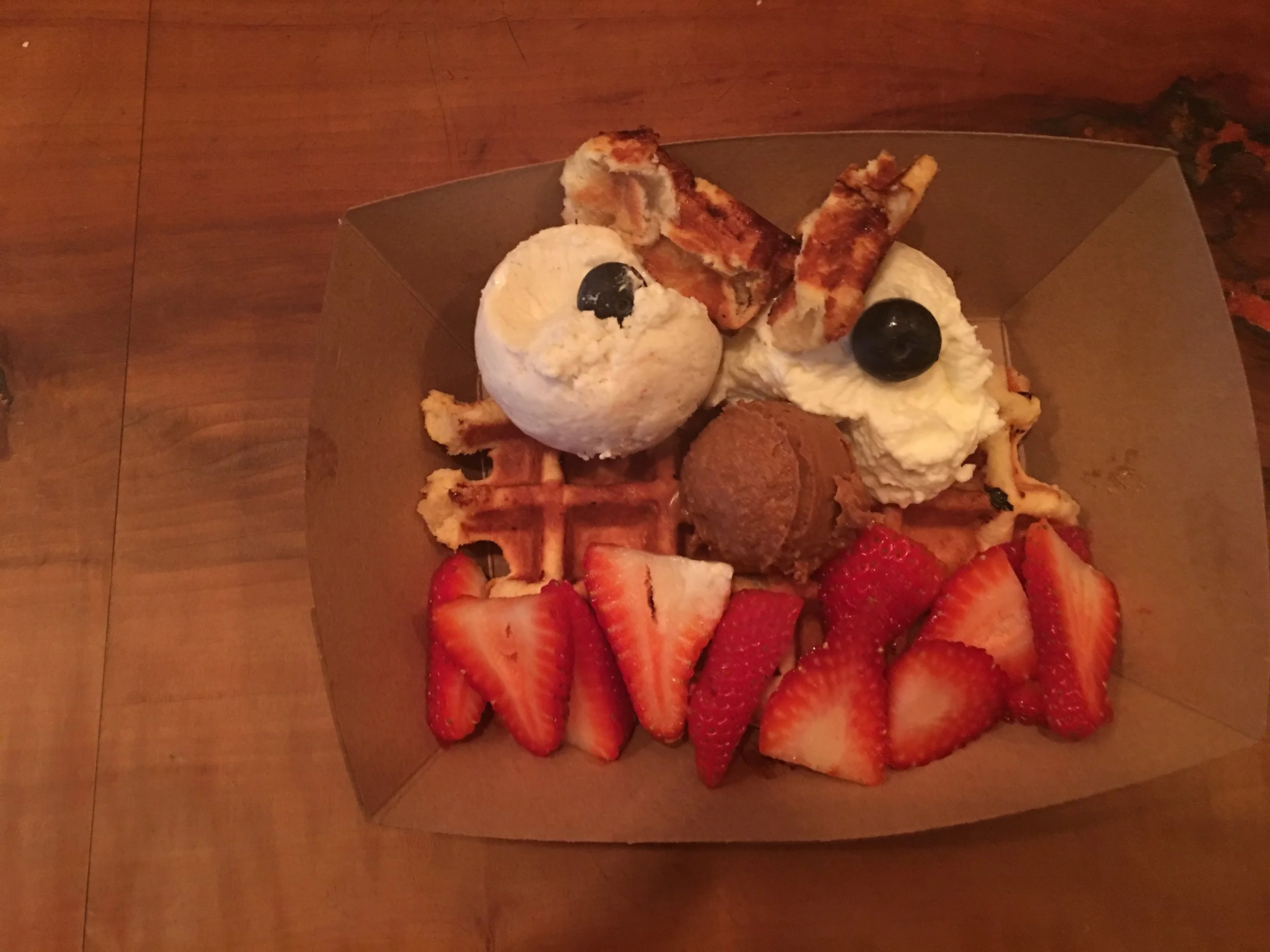 Welcome to The Waffle Monster. That lil dollop in the middle? That's biscoff spead. You're welcome.