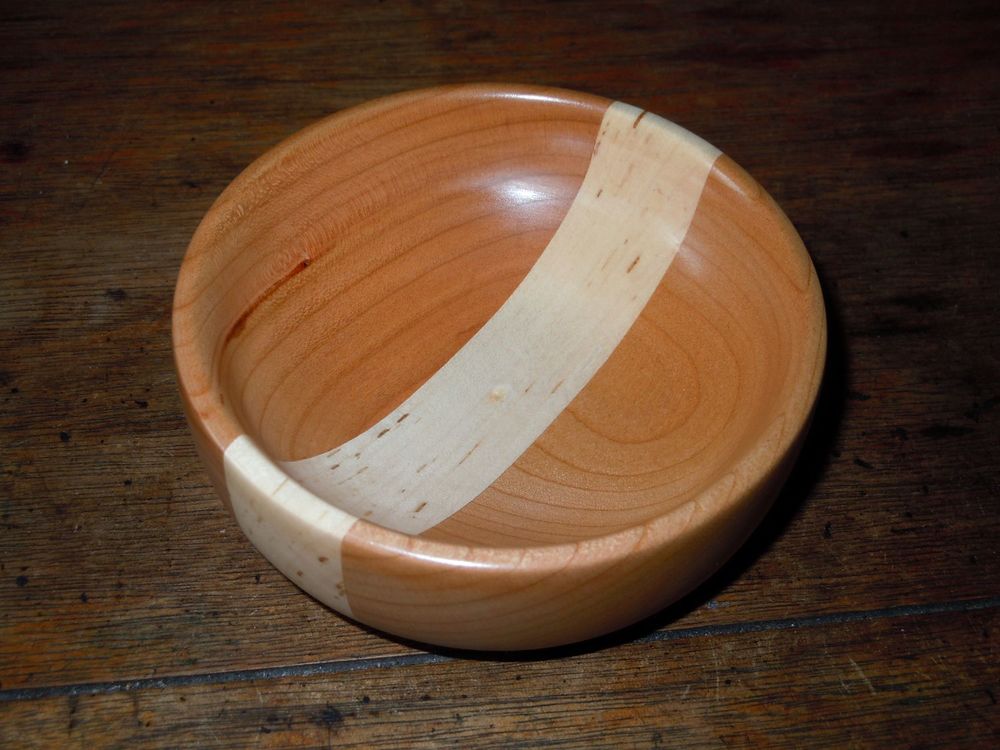 3.5" cherry and maple bowl.