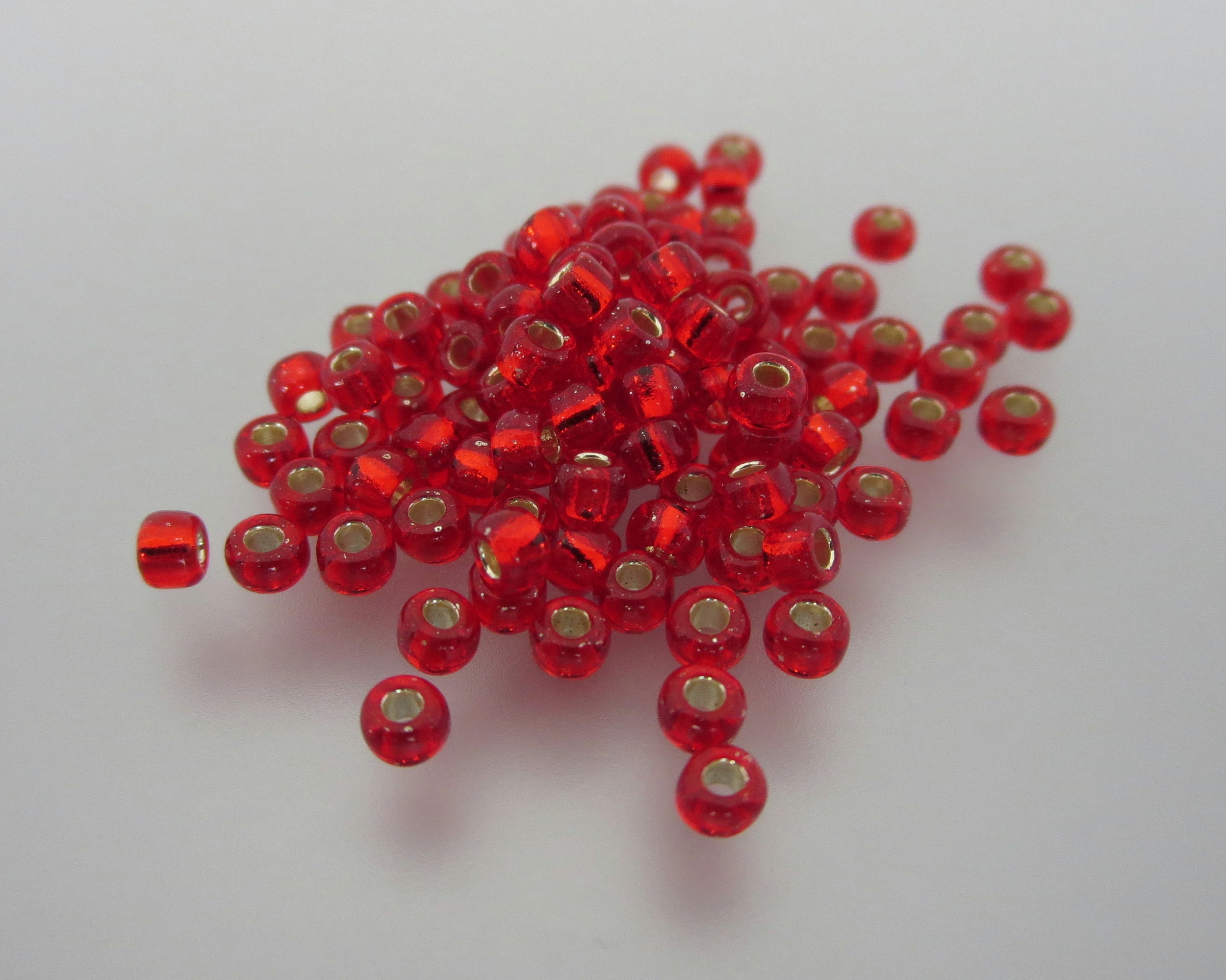Silver-Lined Flame Red Miyuki Seed Beads 8/0