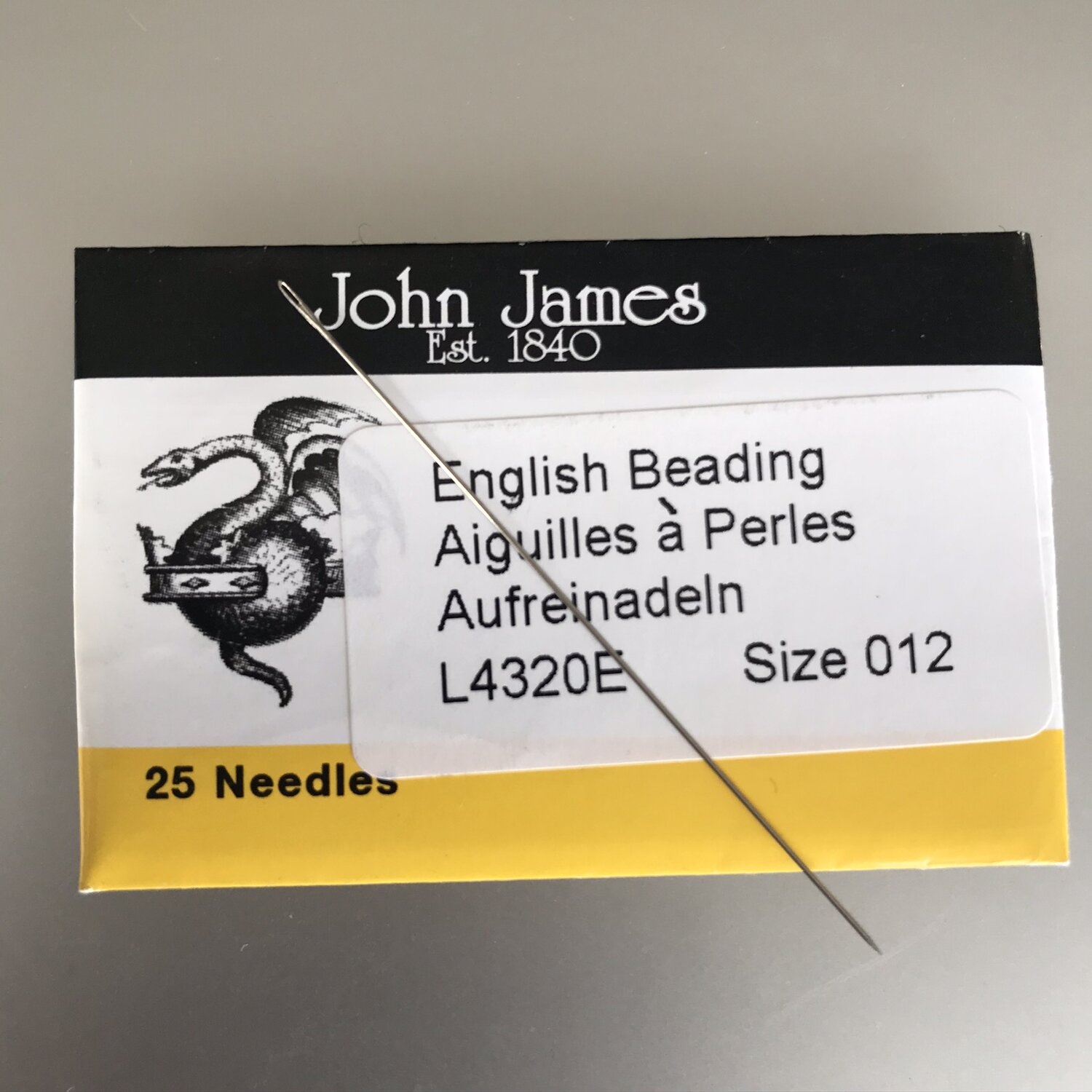 English Beading Needles, Size 12- 25 Pack