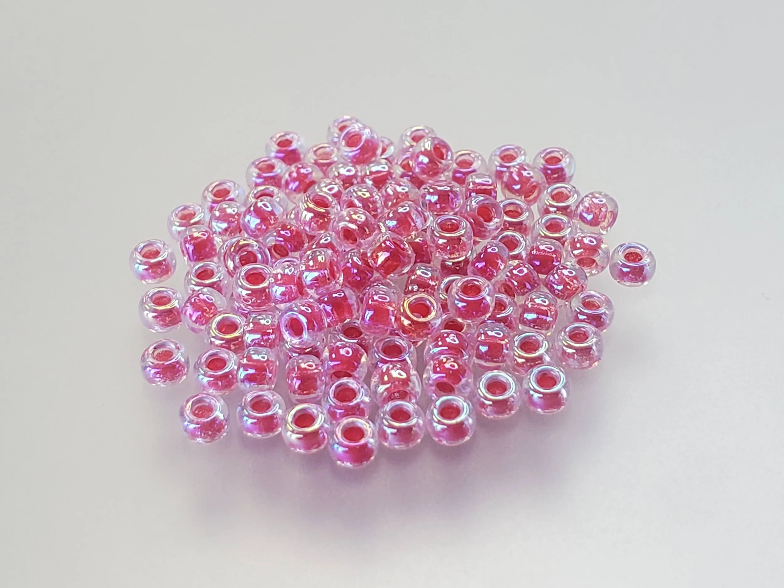 8º Japanese Seed Bead -  (#276) Dark Coral Lined Crystal AB