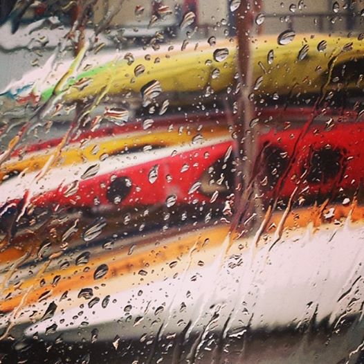  View of the kayak rack through the window of our boat office. Photo by guide, Tess Dinan. 