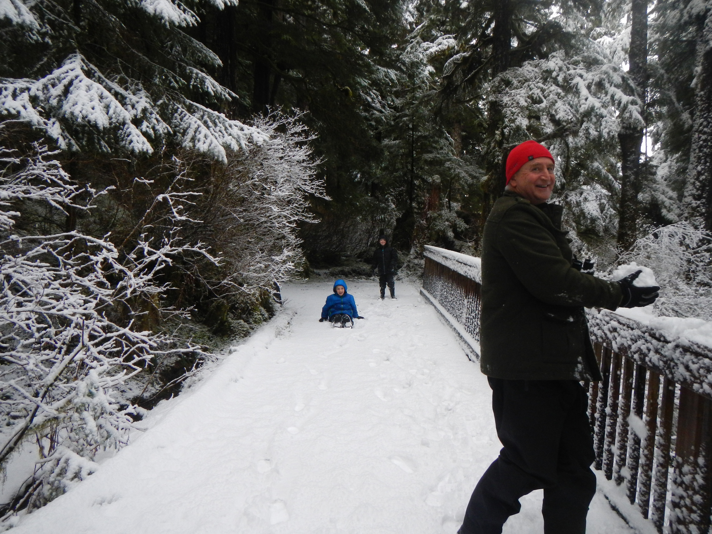  Greg instigates a snowball fight at Settler's Cove. 