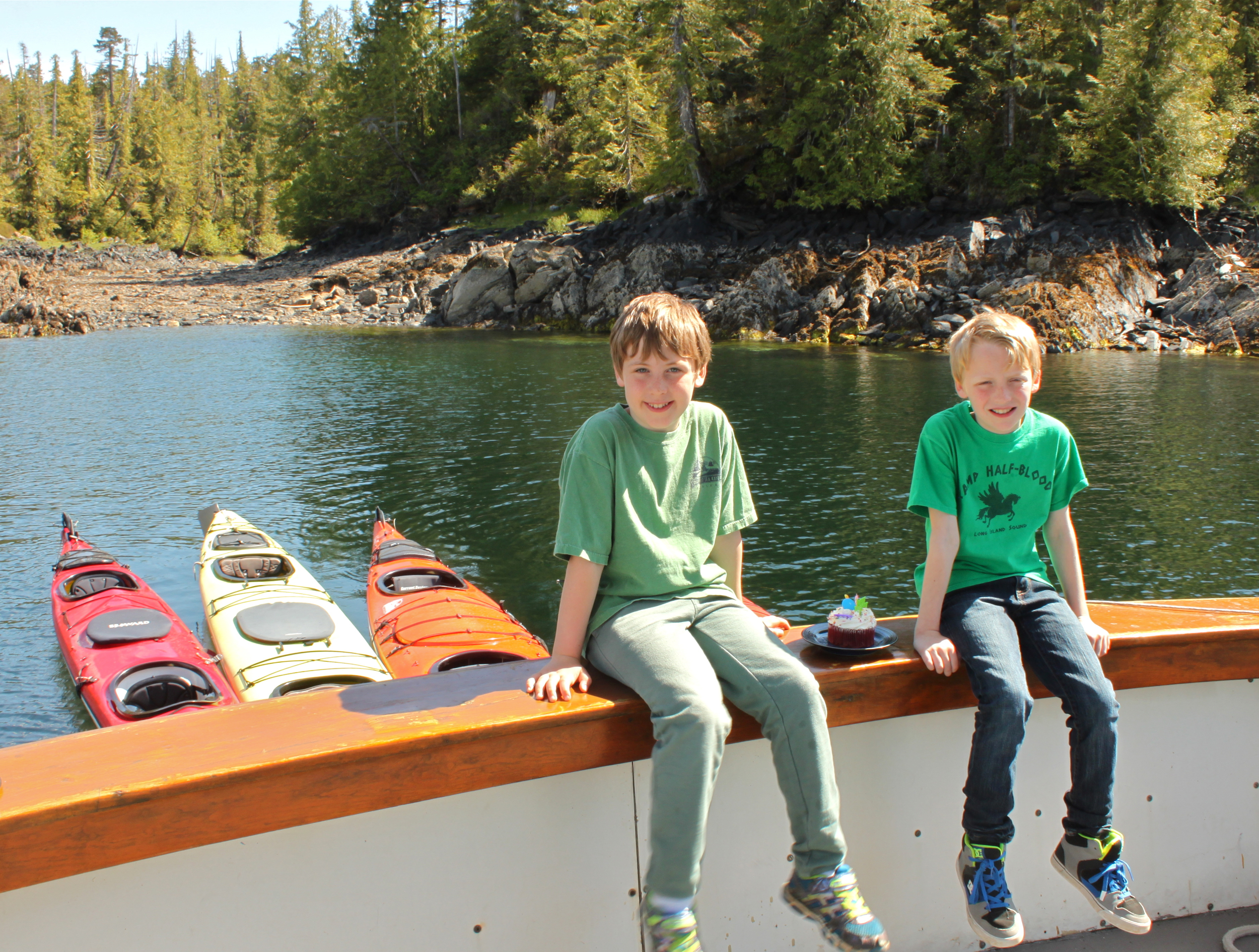  9 years old, now Declan & Clancy help Greg bring the Sea Spree home at the end of the day. 