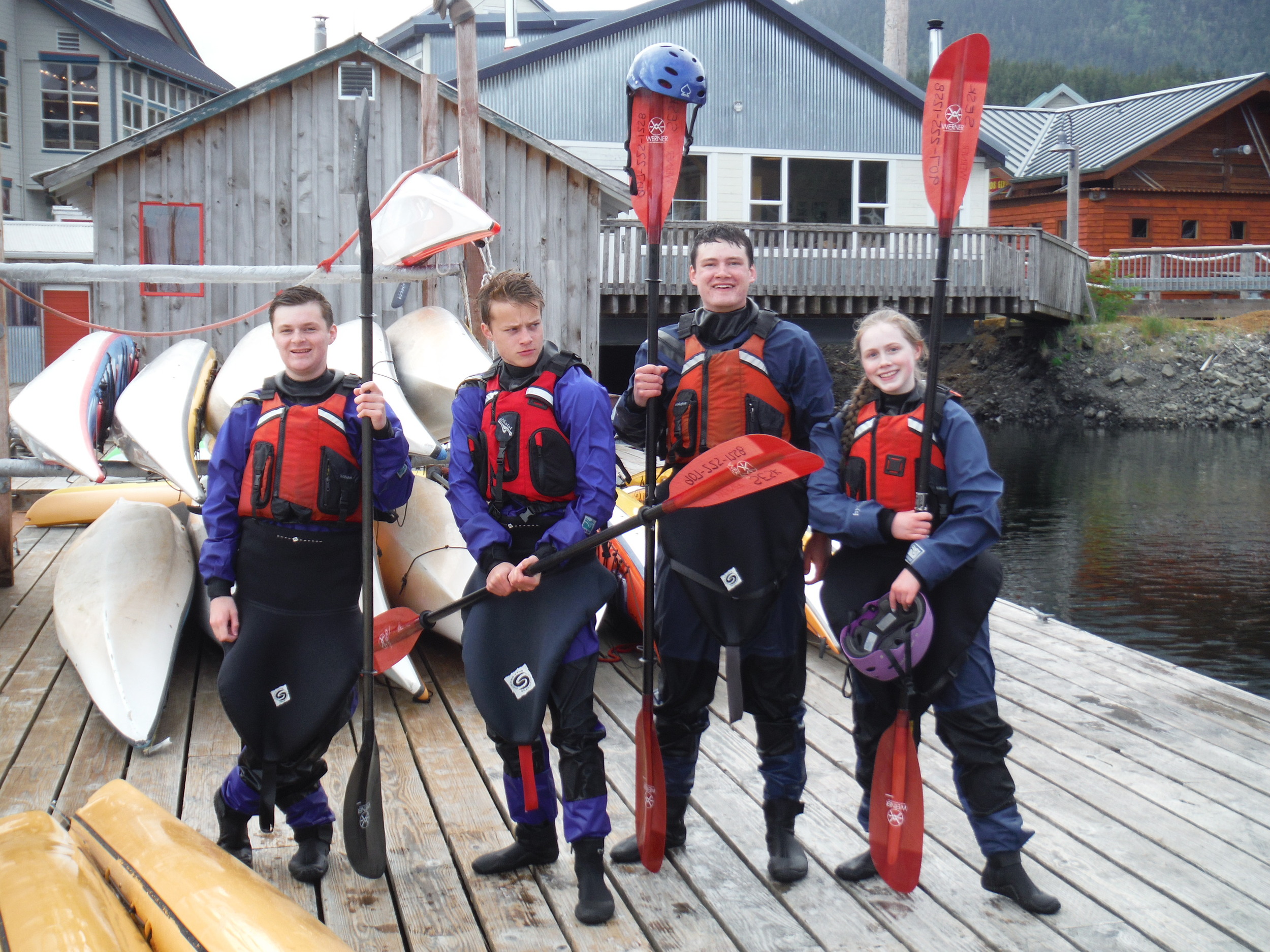  From left: Kenny, Rudy, Brendan and Clara all geared up for dry-suit training 