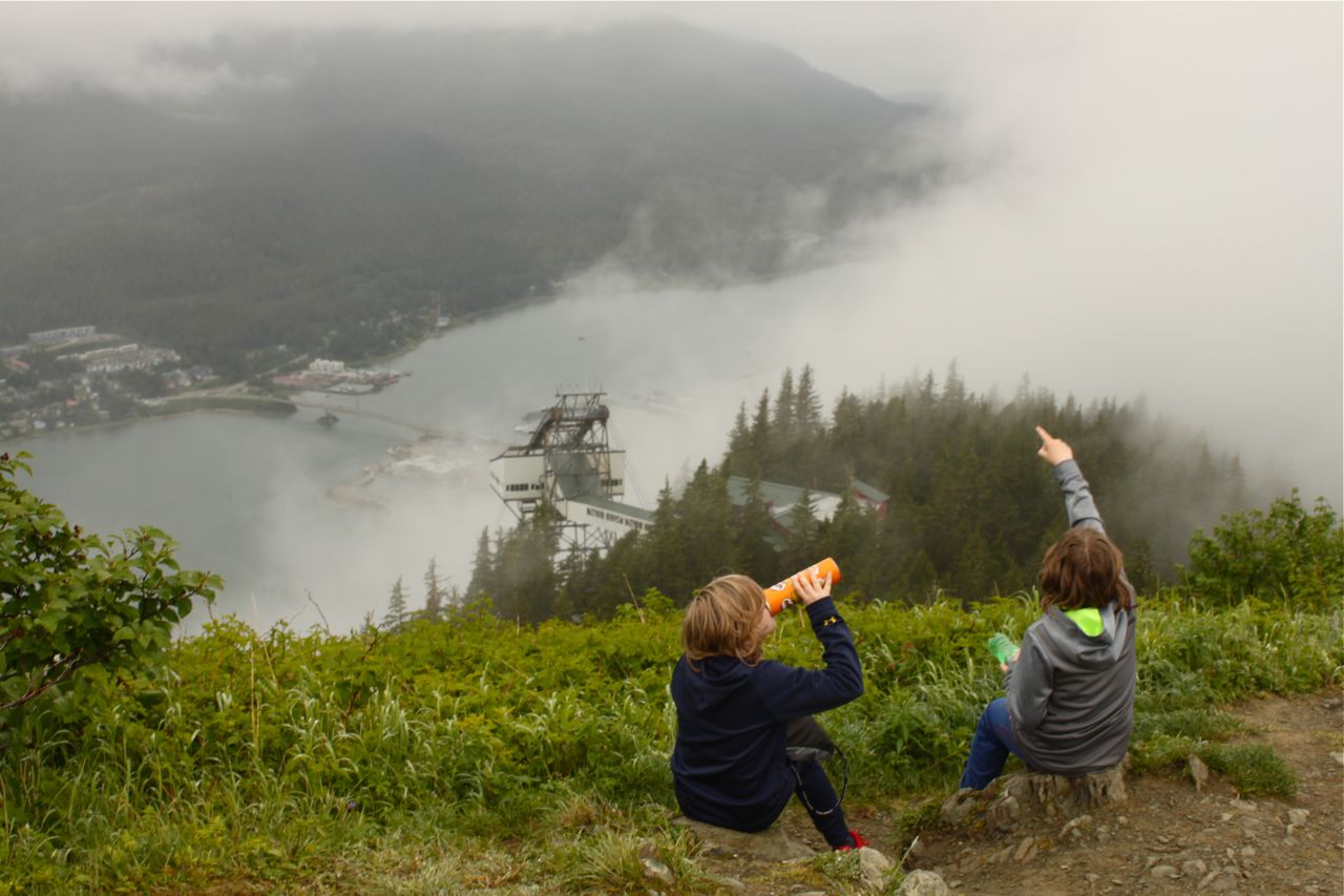  Stopped for a snack on the trail up Mount Roberts in Juneau. 