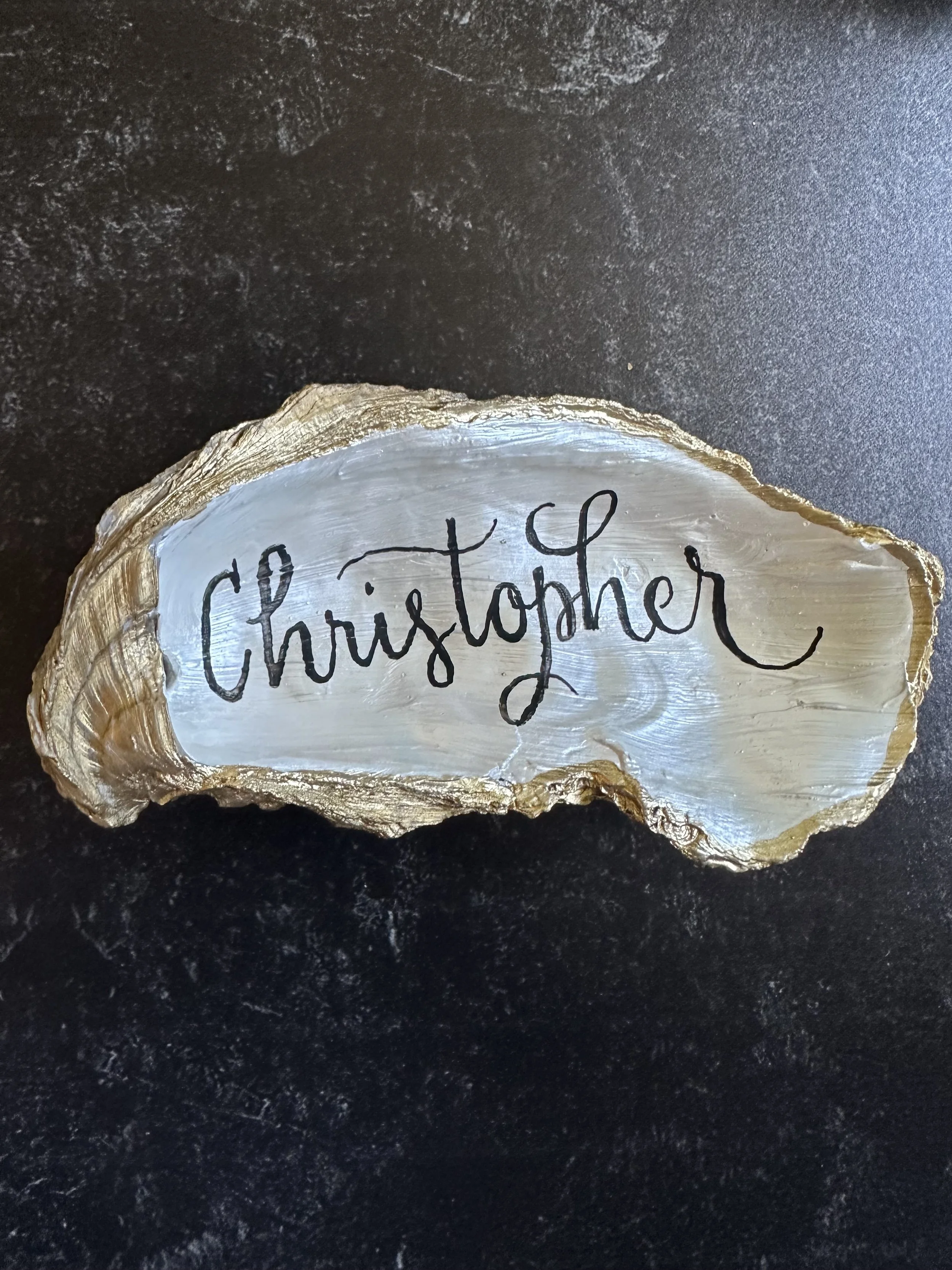 Oyster Shell Calligraphy — Calligraphy by Vanessa