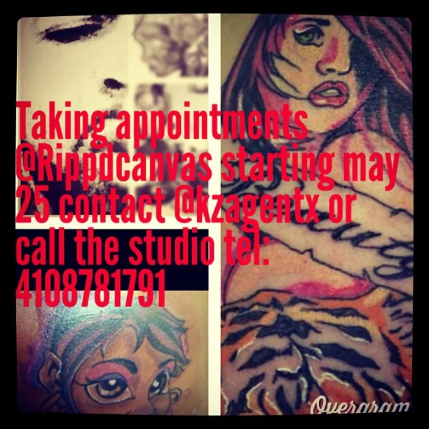 Taking appointments @Rippdcanvas starting may 25 contact @kzagentx or call the studio tel:4108781791 #tattoos #tats #artgallery #artist #tattoostudio #dope #artlife 

 #Overgram #instagood #photooftheday #igers #picoftheday #instadaily #instagramhub…
