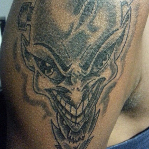 Done by @dniro512 crazy @rippdcanvas #tattoo #joker #tat #tats #tattoos #tattoolife