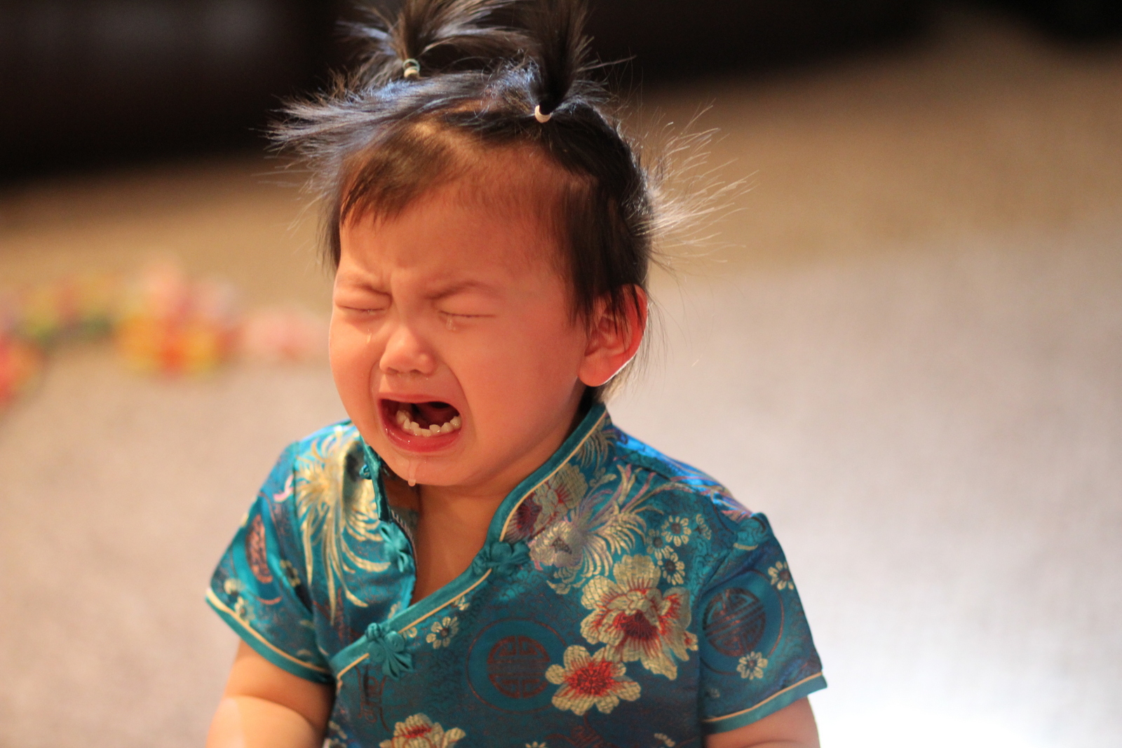 I've put so many pictures of her smiling on the blog. So you don't get the wrong idea that she's never sad, here's one of her tantrums. She's still so cute!!